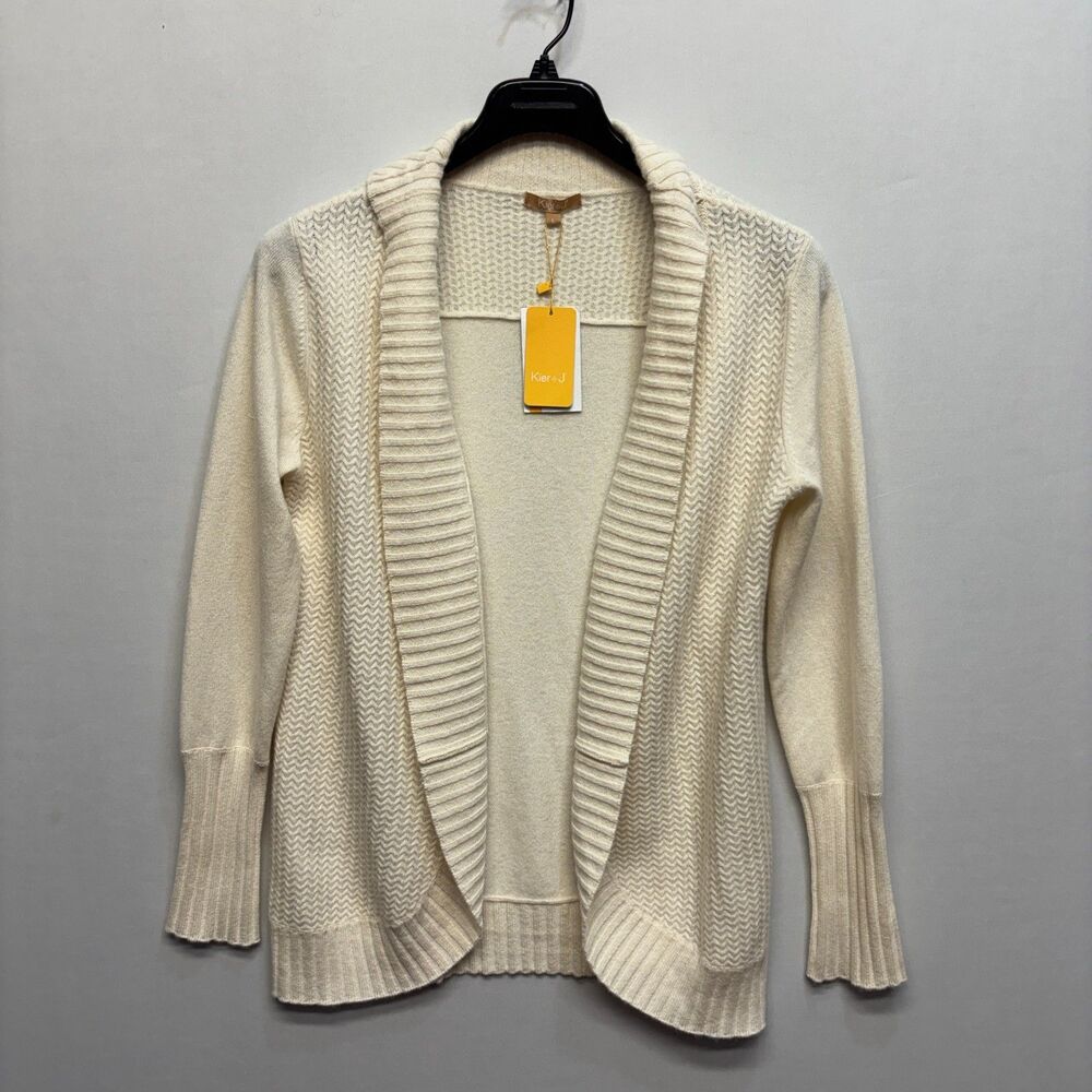 Kier + J Women 100% Cashmere Open Front Cardigan Sweater Size Large D113 -13